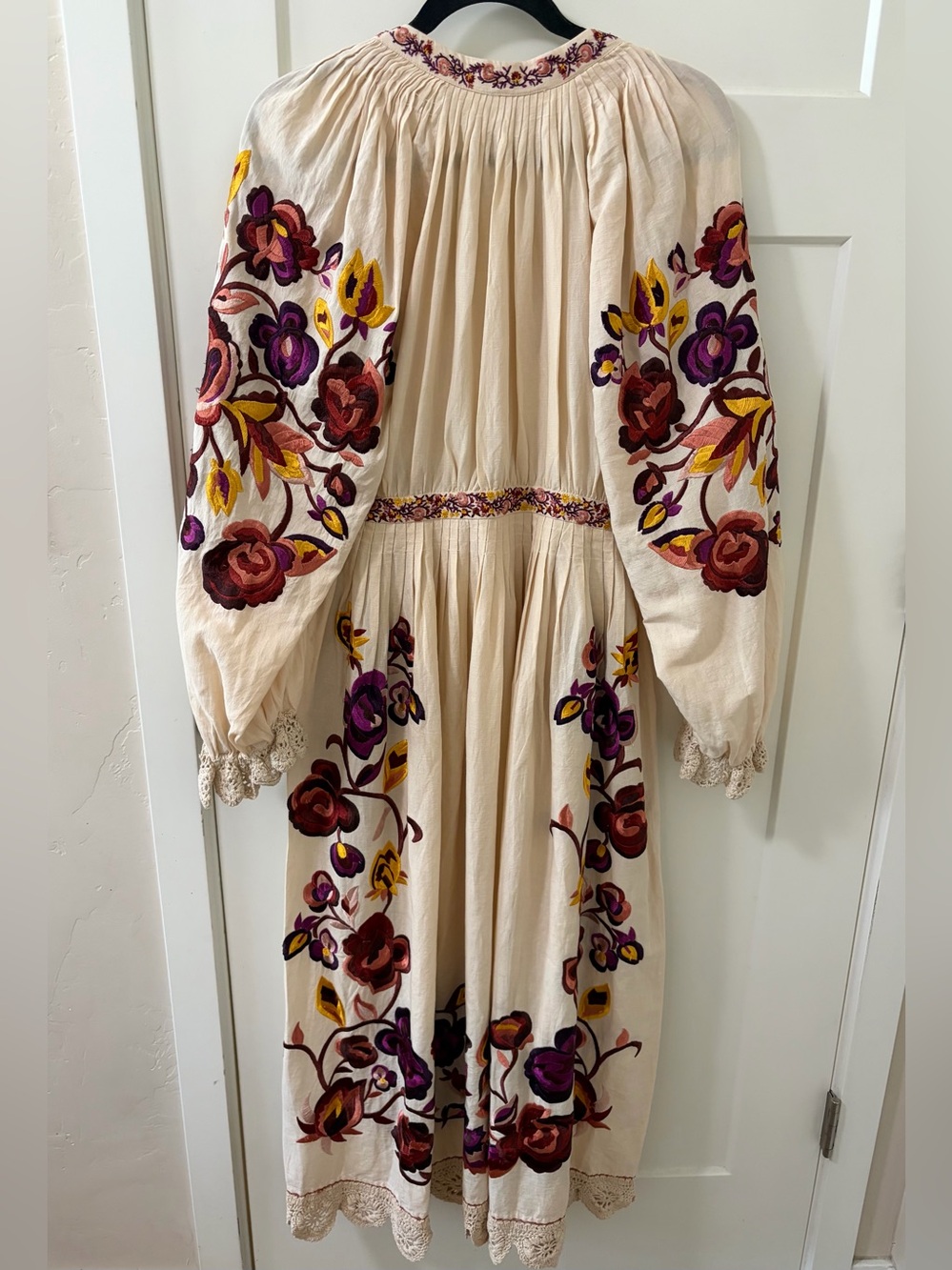 Ulla Johnson Bohemian Embroidered Floral Midi Linen Cotton Dress, Women's Size 2 - Picture 3 of 13
